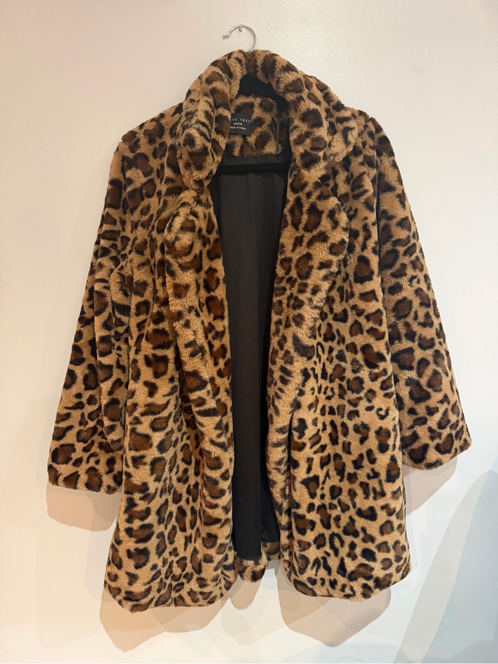 Love Tree Leopard-Print Teddy Coat in Tan and Brown
